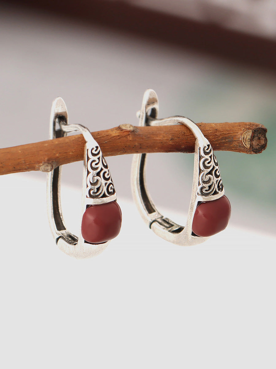 Earrings Cooper-plating Ethnic Silver Women