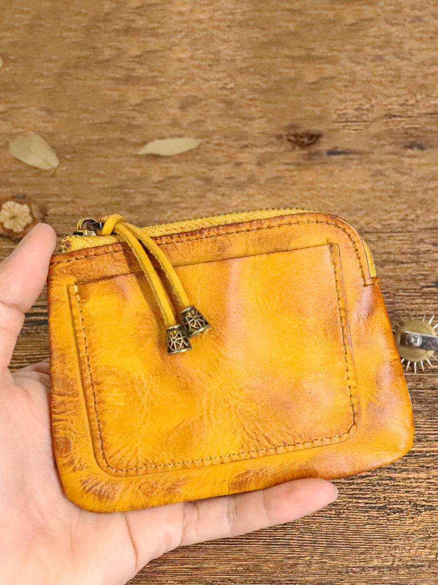 Leather Genuine Square Coin Women Purse Casual