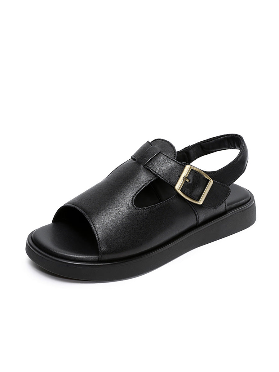 Women Soft Toe Leather Sandals Summer Open