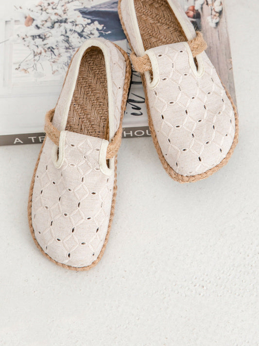 Summer Out Flat Hollow Shoes Casual Cotton Women