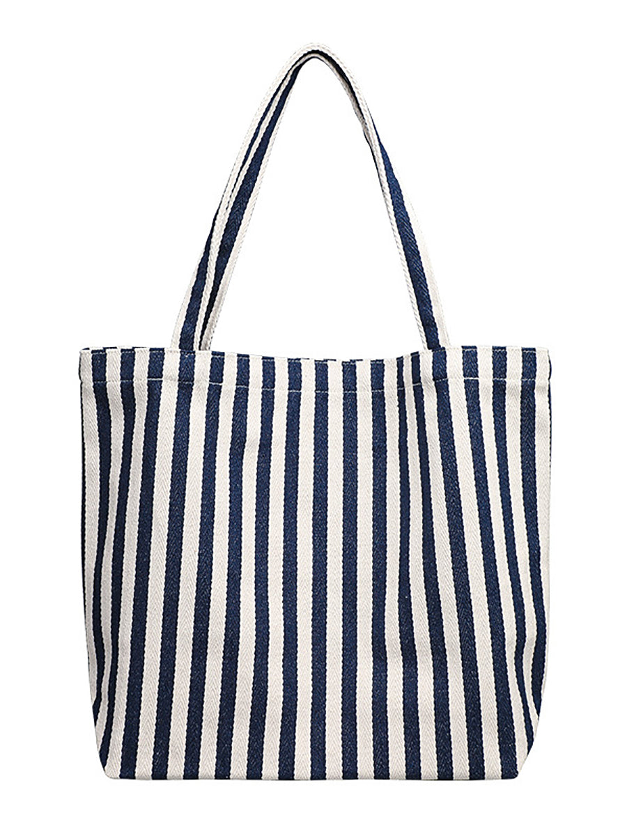 Casual Women Stripe Shoulder Canvas Bag