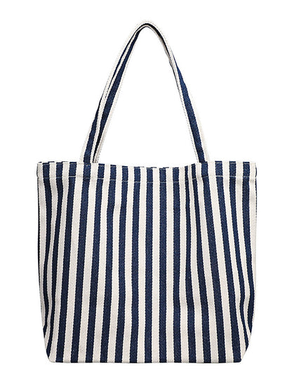 Casual Women Stripe Shoulder Canvas Bag