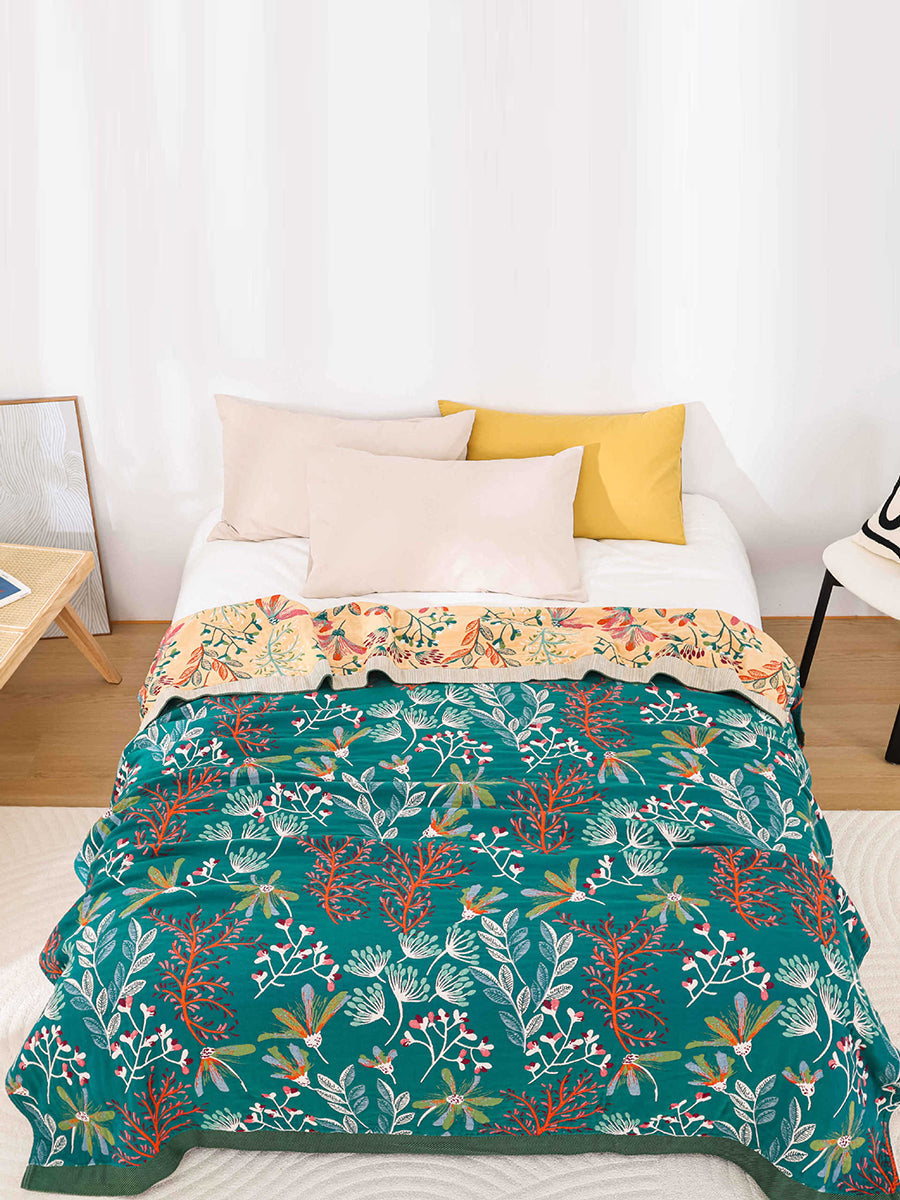 Multi-layer Cotton Flower Jacquard Bedcover Sofa Blanket RR015