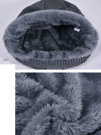 Women Winter Casual Fleece-lined Knit Solid Hat AH1066