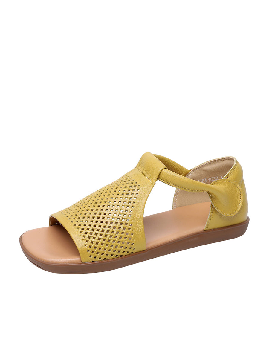 Sandals Leather Flat Hollow Summer Out Casua Women