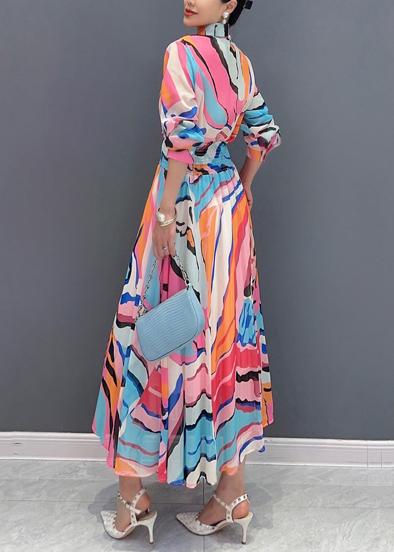 Fine Peter Pan Collar Print Chiffon Two Pieces Set Fall AO1058