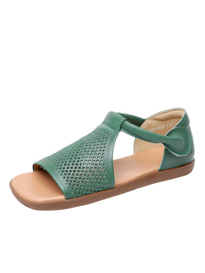 Sandals Leather Flat Hollow Summer Out Casua Women