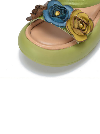 Sandals Vintage FLower Platform Leather Women