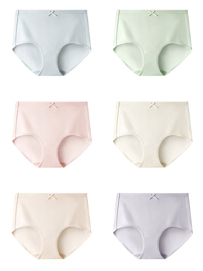 Women 6 Pure Color Underwear Pieces Summer Cotton