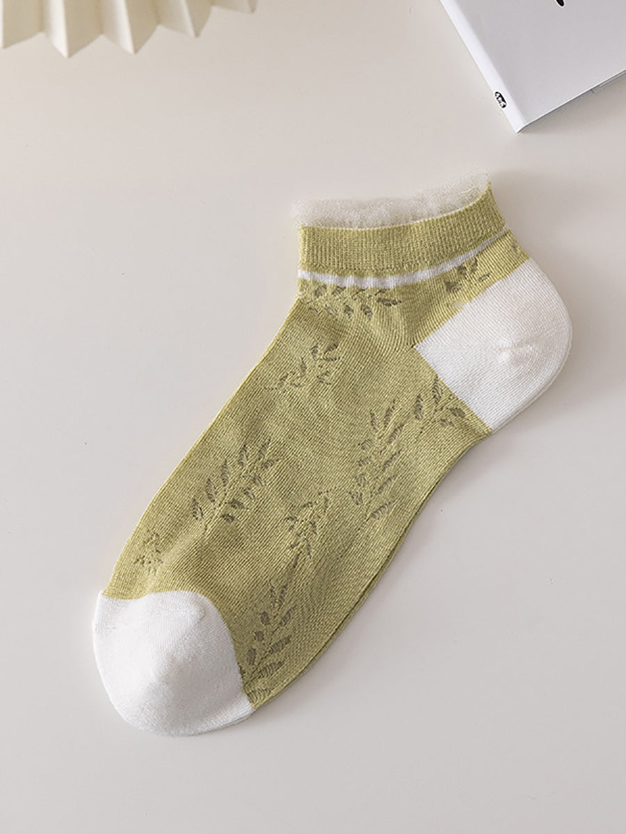 5 Pairs Women Artsy Summer Thin Cutout Socks II1032