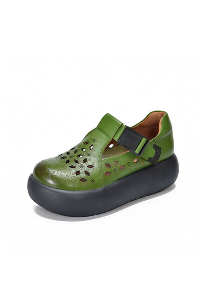 Out Hollow Casual Leather Women Genuine Shoes Summer Platform