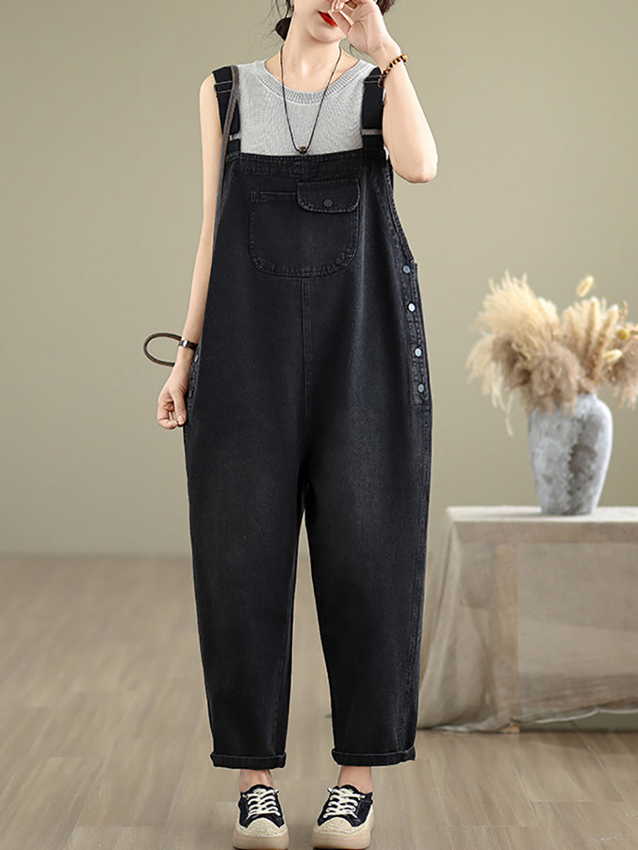 Denim Women Jumpsuits Loose Color Summer Casual Pure
