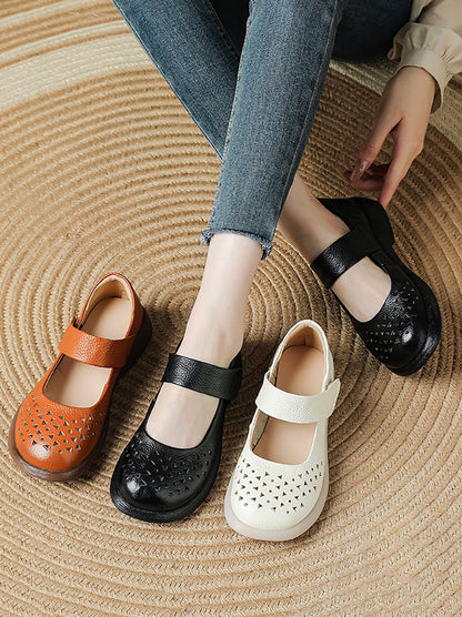 Shoes Leather Platfrom Out Vintage Hollow Women Summer