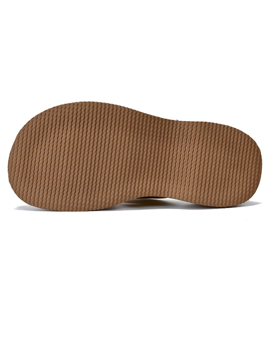 Women Summer Platform Spliced Flower Leather Slippers