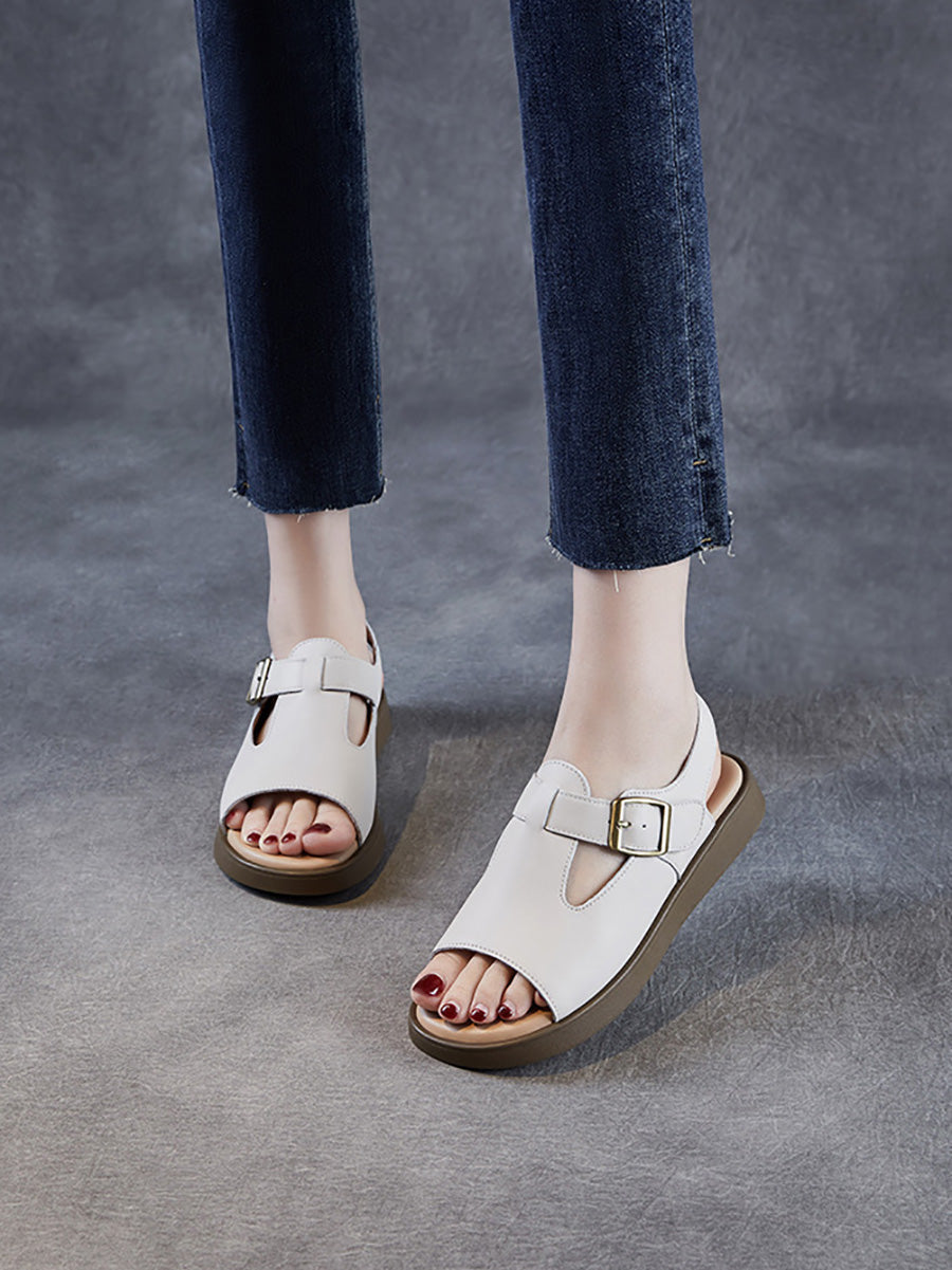 Women Soft Toe Leather Sandals Summer Open