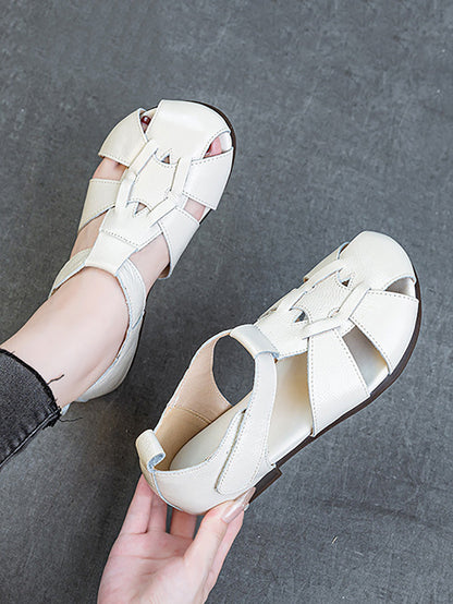 Leather Summer Soft Women Spliced Sandals