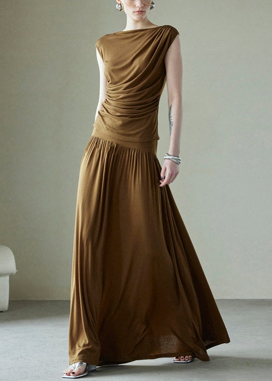 Pieces Wrinkled Brown Set Original Cotton Two Design Simple