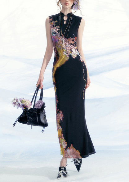 Tulle Long Slim Summer Hollow Fit Dresses Black Out