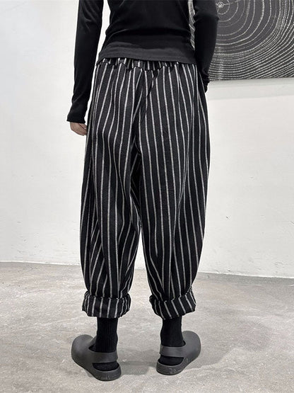 Split-Joint Harem Cool Pants Striped High-Waisted Pattern