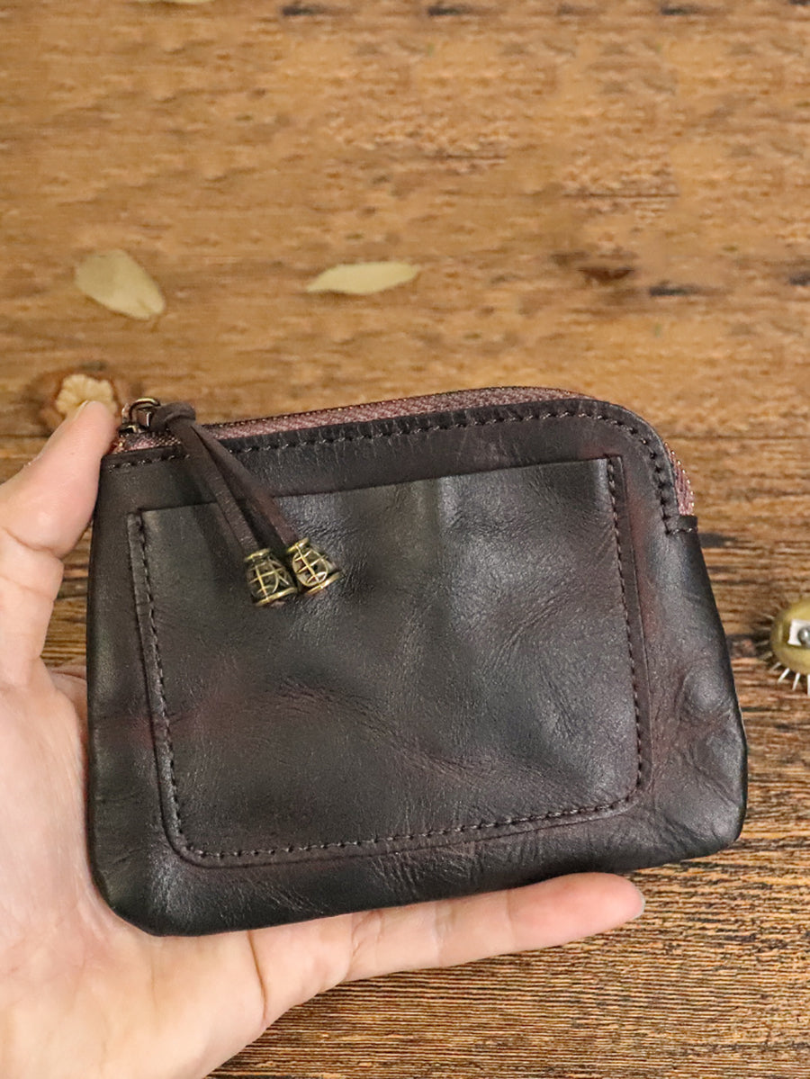 Leather Genuine Square Coin Women Purse Casual