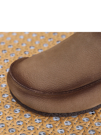 Leather Retro Solid Summer Falt Women Shoes