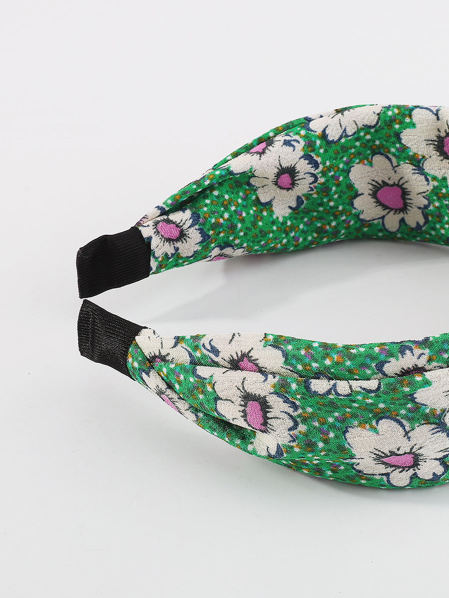 Women Artsy Floral Print Knot Hair Band KL1013