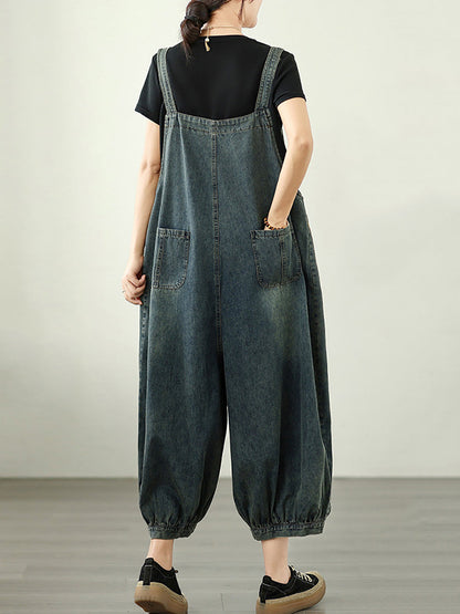 Jumpsuits Summer Worn Stripe Denim Women Loose