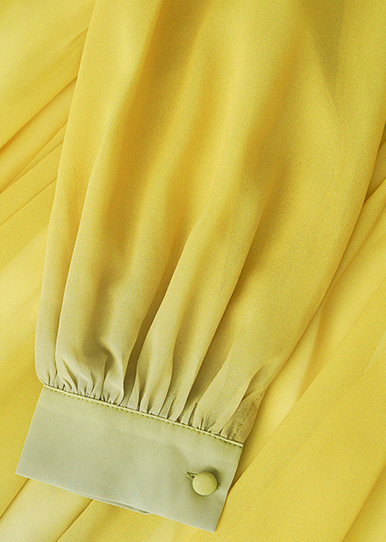 Dress Fall Button Chiffon Gradient Wrinkled Color Ankle Italian