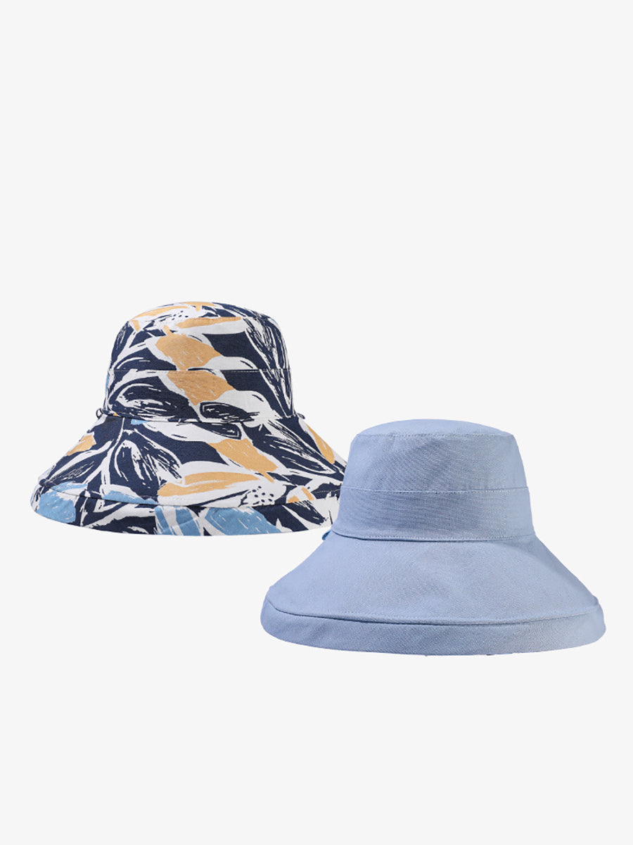 Hat Summer Sunproof Dual-side Flower Women Wearing
