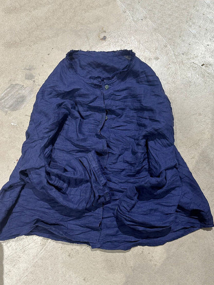 Solid Loose Women Blouse Vintage Collar Stand Ramie