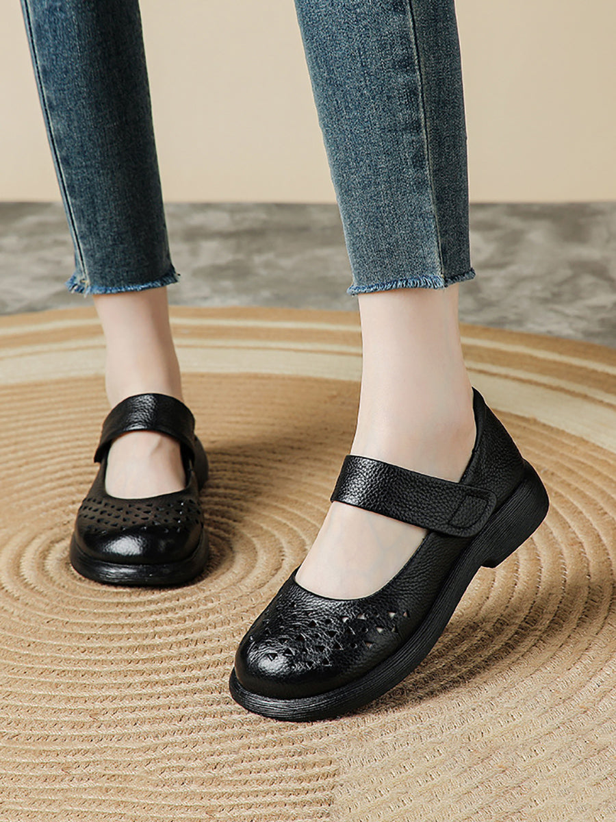 Shoes Leather Platfrom Out Vintage Hollow Women Summer