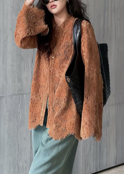 Fashion Top Collar Flare Lace Sleeve Pan Shirts Peter Coffee