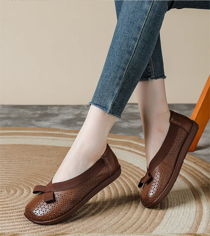 Genuine Leather Women Shoes Casual Soft Flat