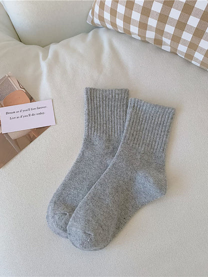 5 Pairs Women Solid Warm Wool Winter Socks BA1027