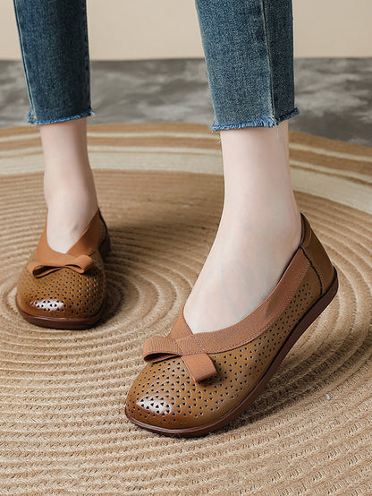 Genuine Leather Women Shoes Casual Soft Flat