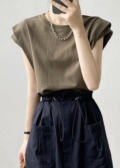 Green Neck T Army Solid O Summer Women Cotton Shirts