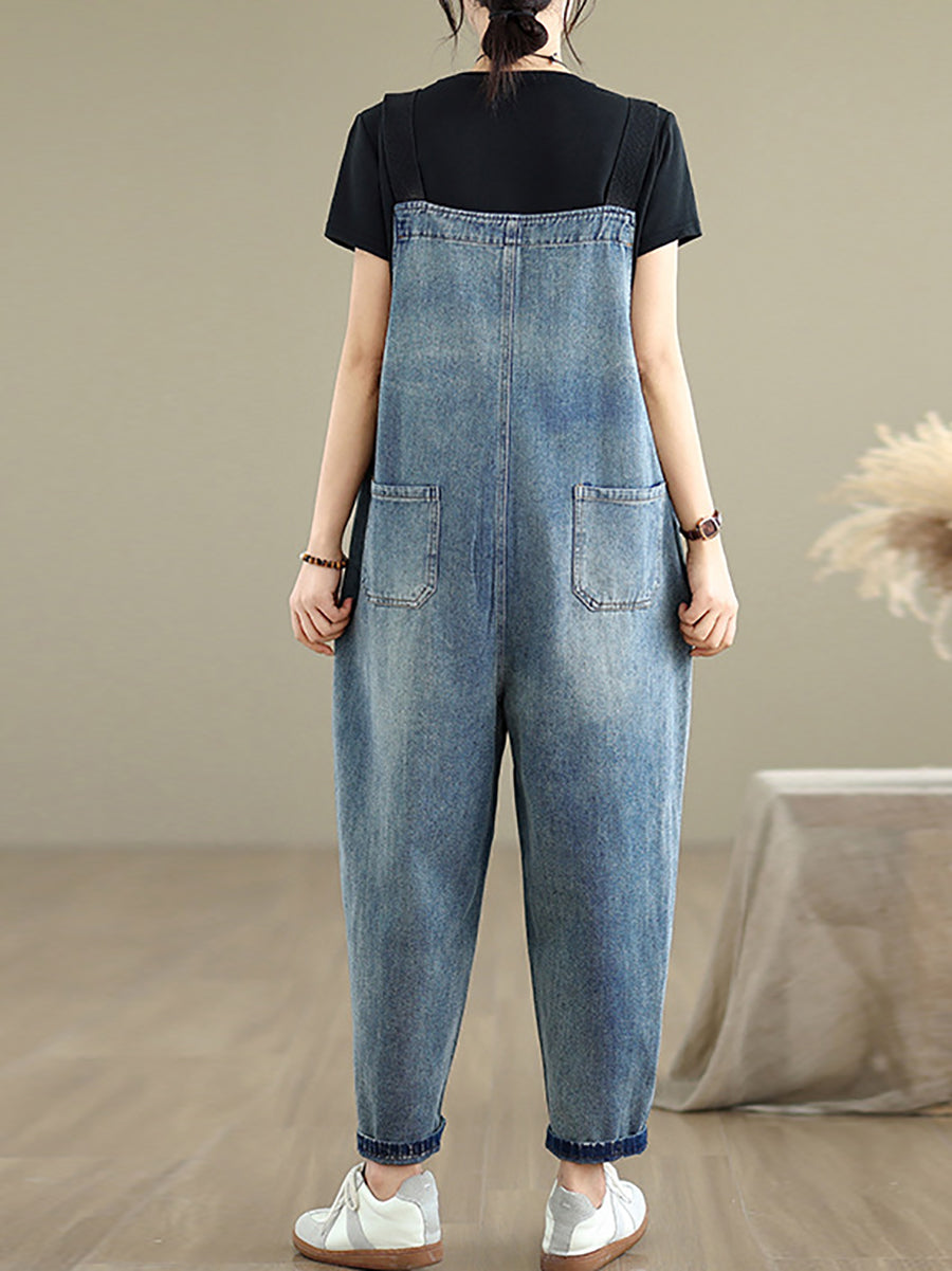 Denim Women Jumpsuits Loose Color Summer Casual Pure