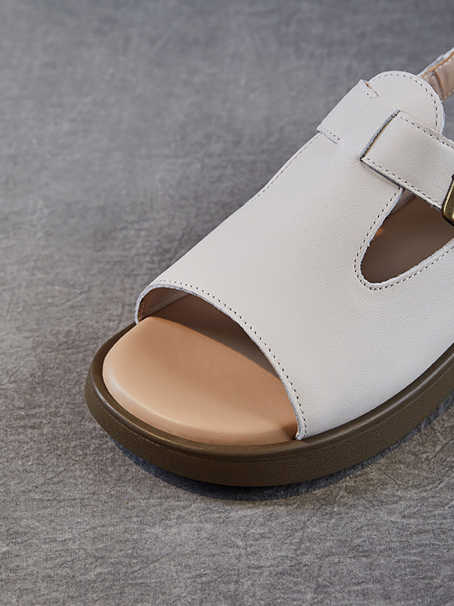 Women Soft Toe Leather Sandals Summer Open