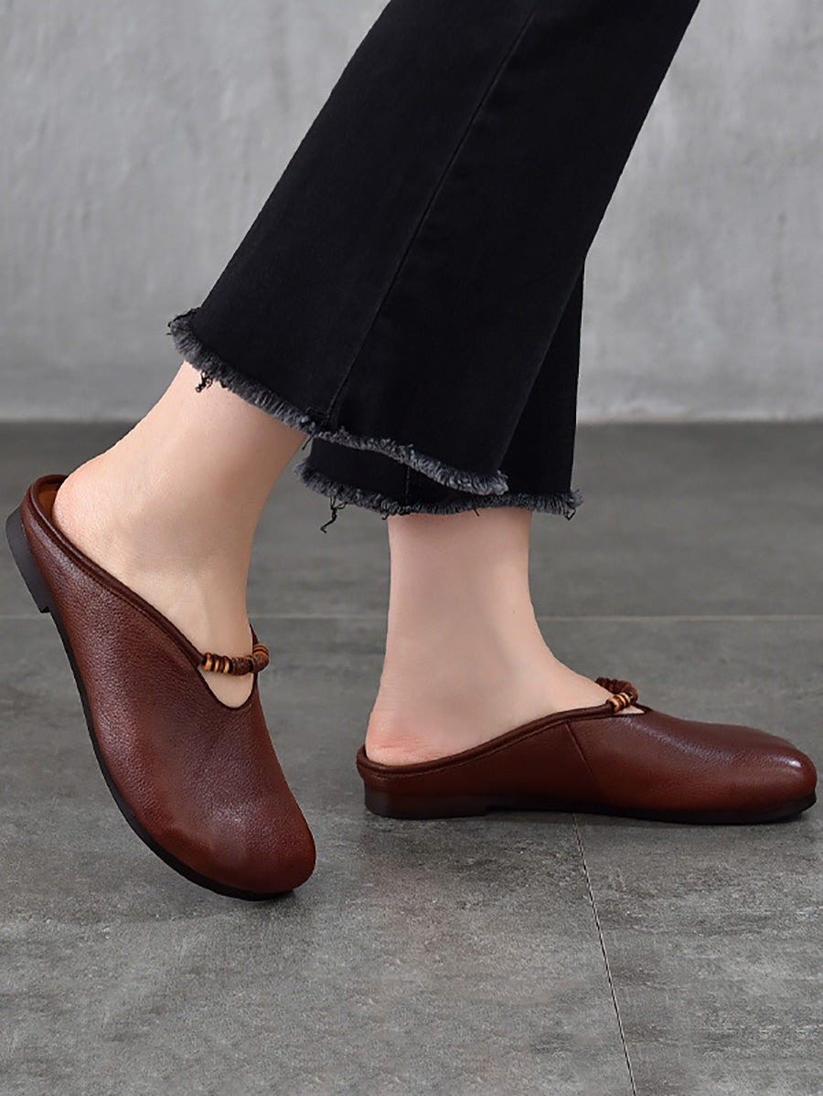 Summer Vintage Leather Soft Sandals Women