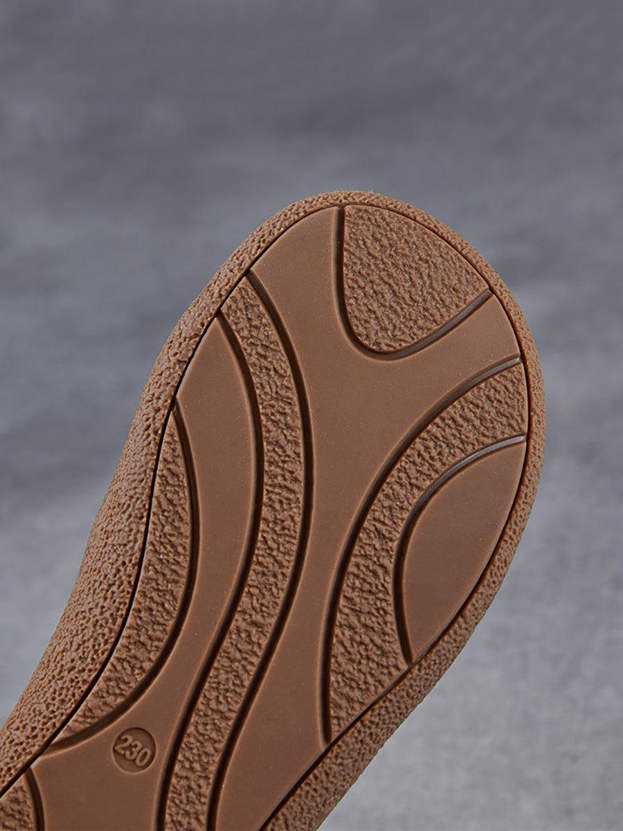 Summer Colorblock Leather Women Flat Genuine Shoes