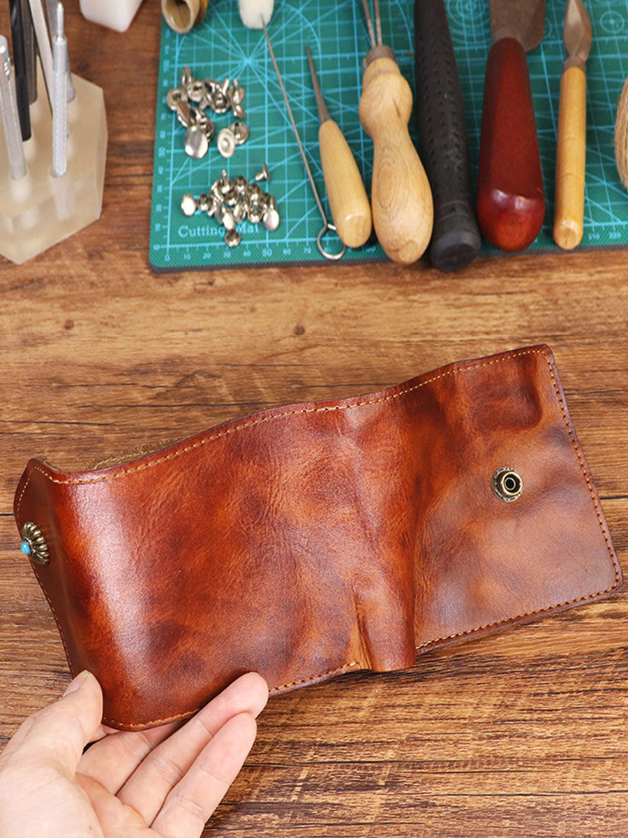 Wallet Leather Retro Square Multifunctional