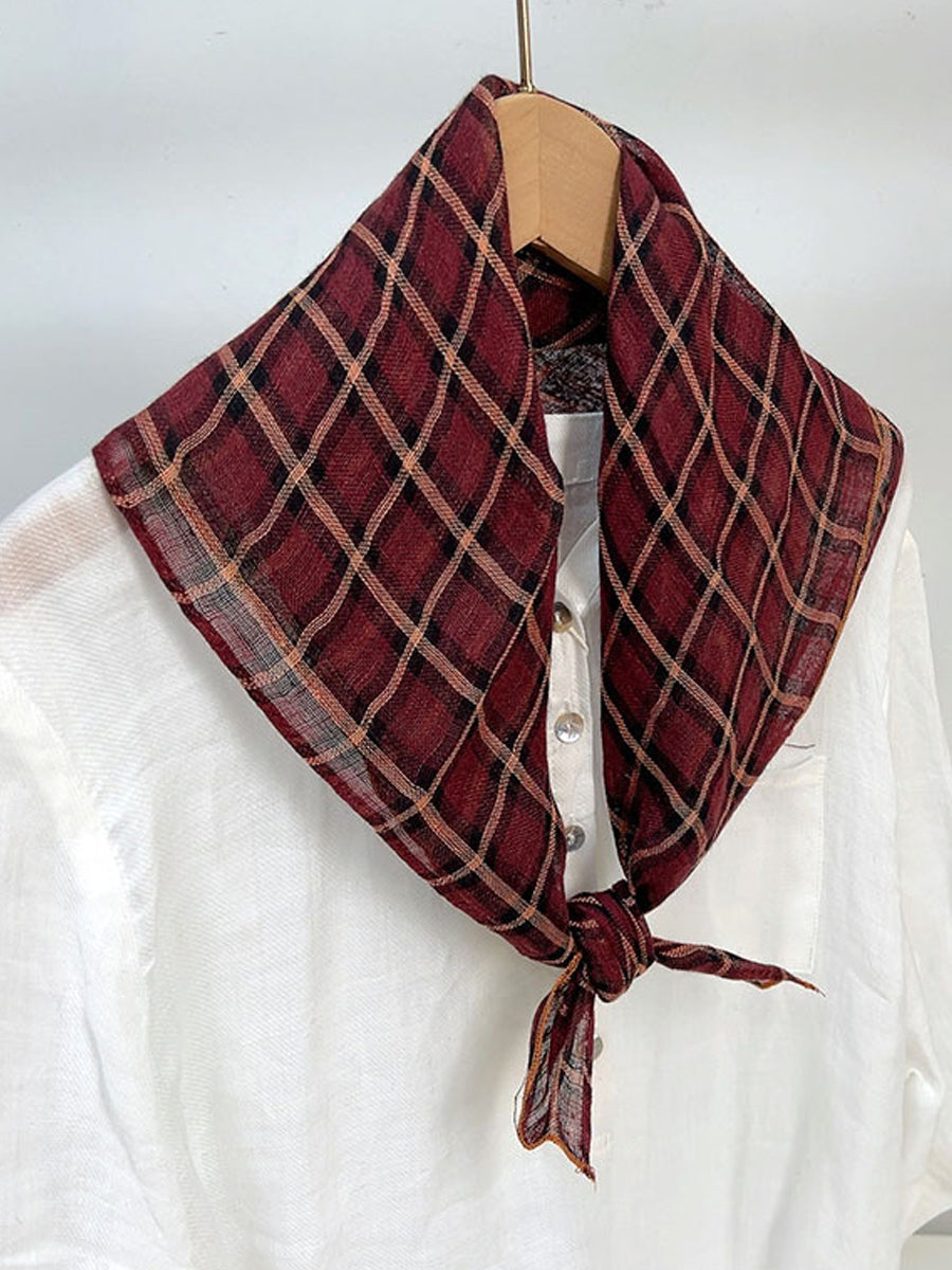Vintage Stripe Women Casual Plaid Square Scarf