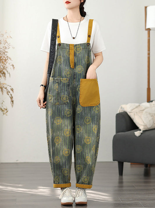 Fashion Denim Summer Stripe Flower Women Jumpsuits