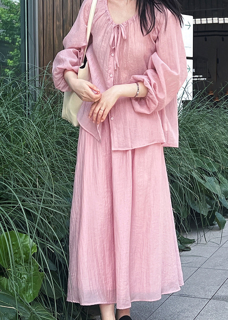 French Cotton Two And Up Pieces Set Skirts Yellow Tops Lace