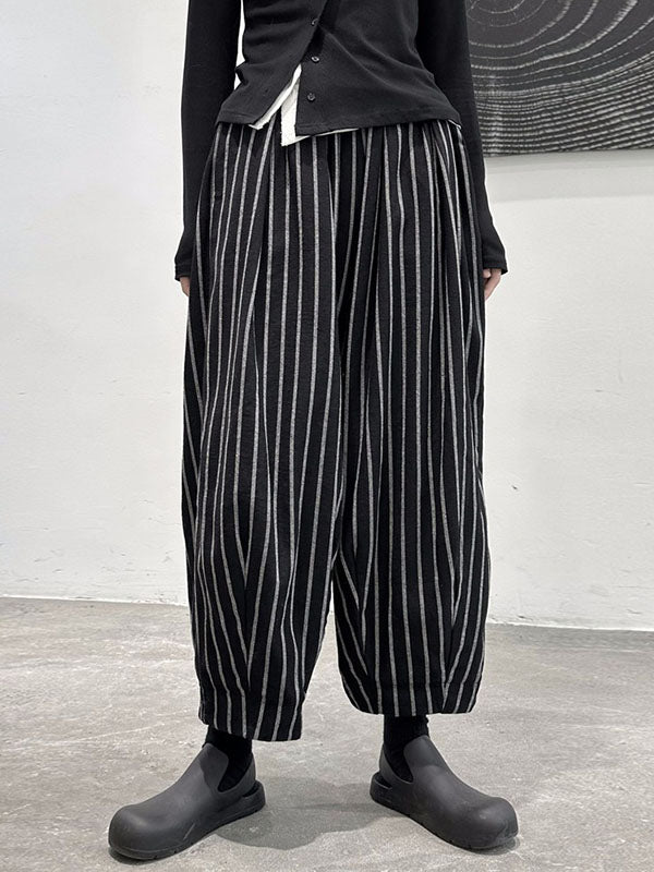 Split-Joint Cool Pattern High-Waisted Striped Pants Harem