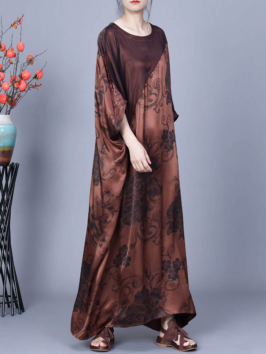 Women Vintage Flower Print Spliced Summer Maxi Dress CO1046