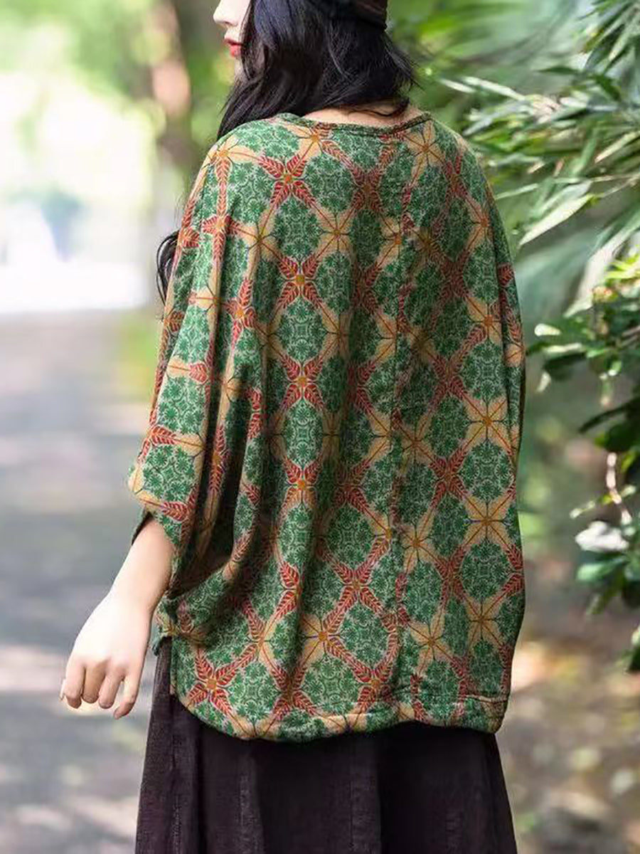 Women Summer Vintage Flower Loose Shirt FG1031