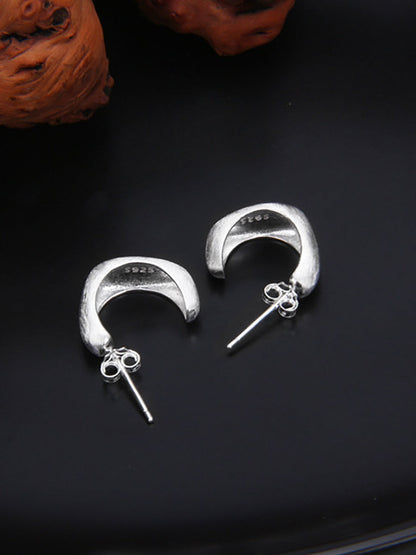 Women Casual S925Sliver C-Shape Ear Studs II1035