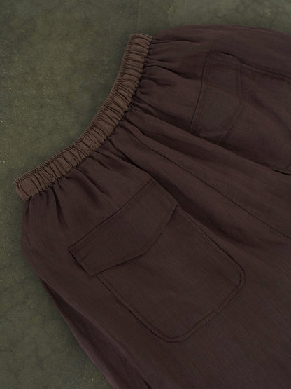 Women Summer Casual Solid Thin Ramie Harem Pants II1012