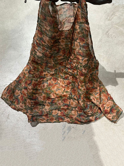 Women Retro Flower Thin O-Neck Loose Ramie Vest PP1025